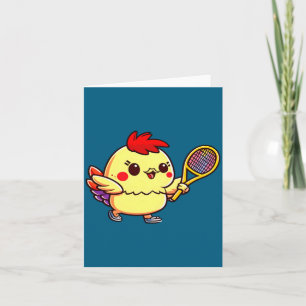 Carte Poussin jouant au tennis Tennis Pâques