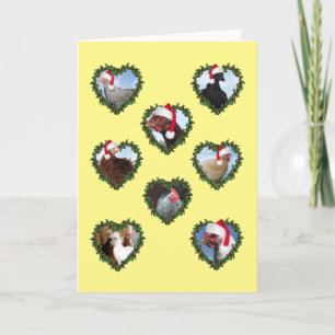 Carte Poussins de Noël dans des Couronnes de Coeur