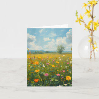 Carte Prairie de fleurs sauvages vibrantes dans le style