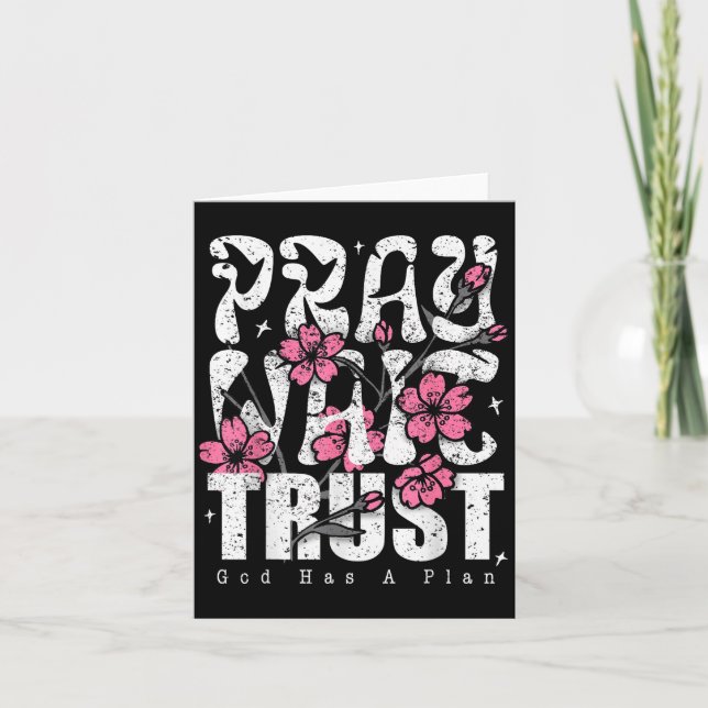 Carte Pray Wait Trust God Has A Plan Christian Faith  (Devant)
