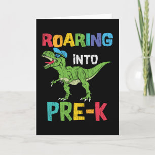 Carte Pré-K rugissant Retour À L'École T rex Dinosaures 