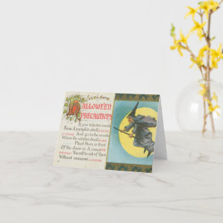 Carte Précautions d'Halloween Sorcière Vintage