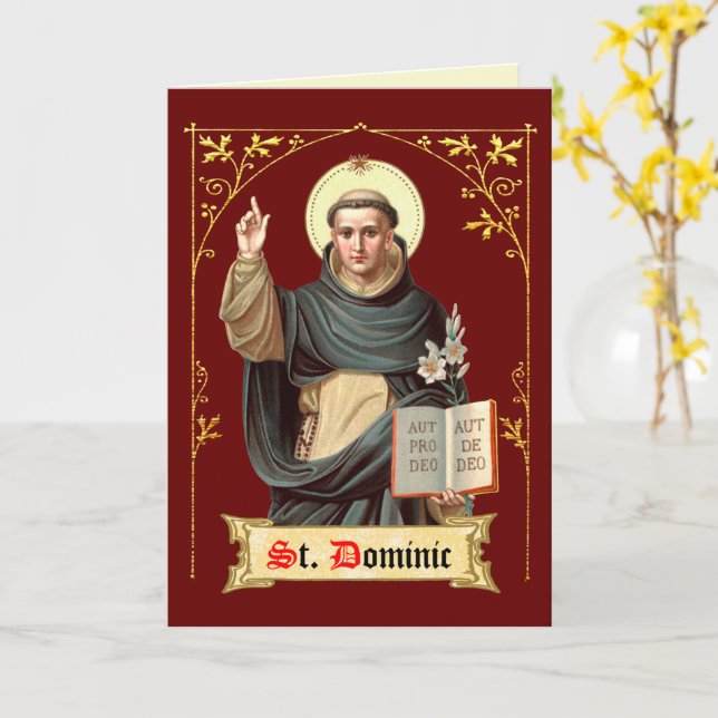 Carte Prêcher Saint-Dominique (BEN 002) Salutation blanc (Fleur jaune)