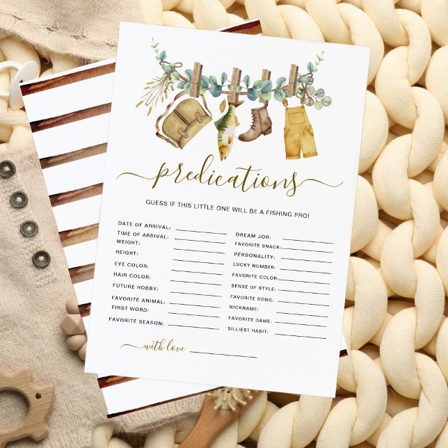 Carte Prédictions du Baby shower de pêche rustique des b (Créateur téléchargé)