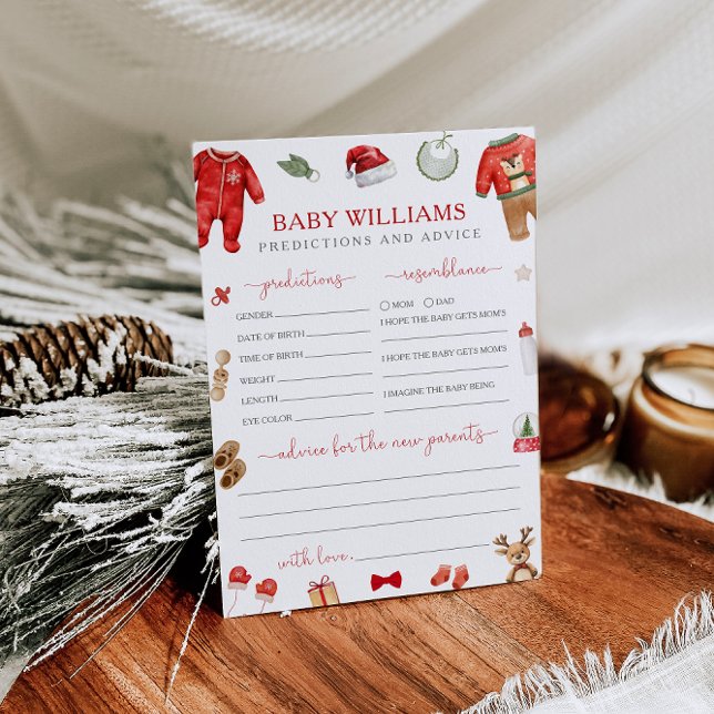 Carte Prédictions et conseils Baby shower de Noël Jeu (Créateur téléchargé)