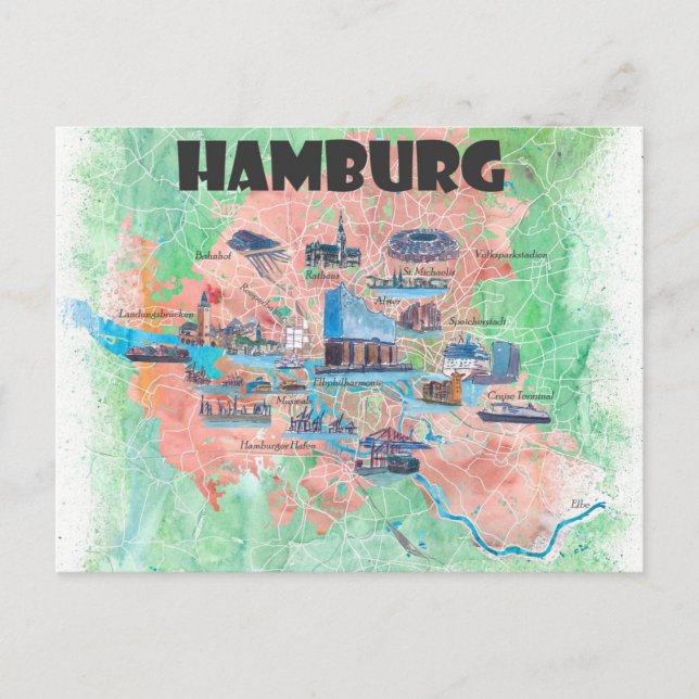 Carte préférée de voyage à Hambourg en Allemagne  (Devant)