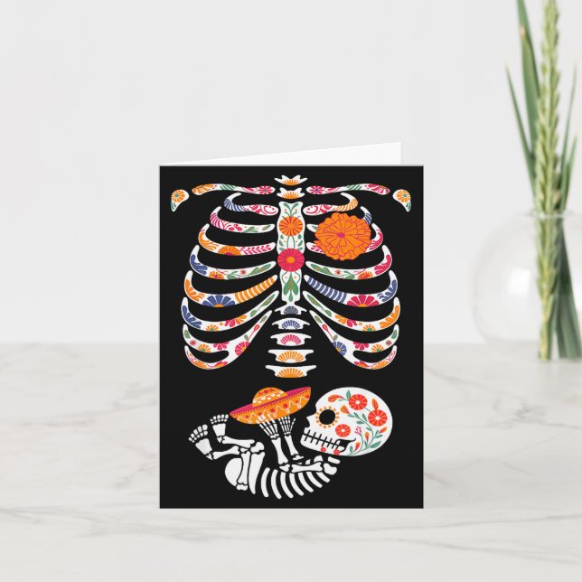 Carte Pregnancy Skeleton Belly Day Of The Dead Dia De Lo (Devant)