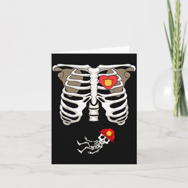 Carte Pregnancy Skeleton Rib Funny Firefighter Bump Shir (Devant)