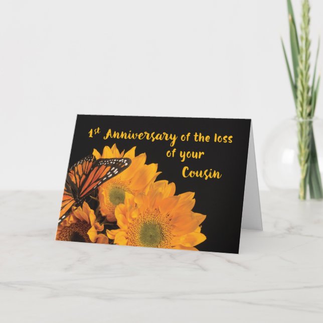 Carte Premier anniversaire de la perte de la cousine pap (Devant)