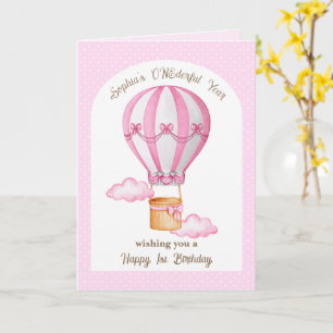Carte Premier anniversaire Hot Air Balloon Salutation