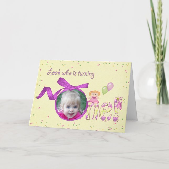 Carte Premier anniversaire pour fille (Devant)