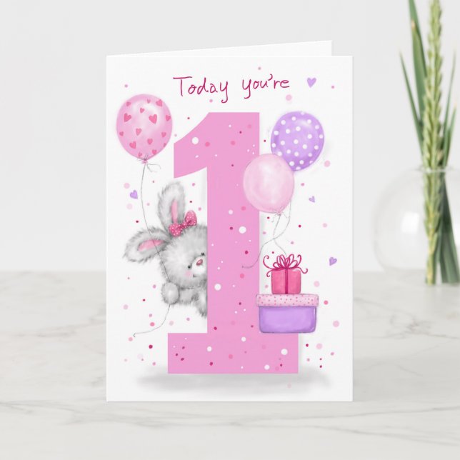 Carte Premier anniversaire pour une petite fille (Devant)