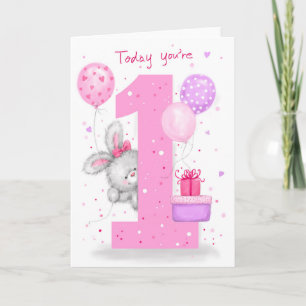 Carte Premier anniversaire pour une petite fille