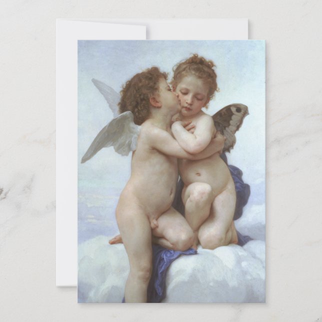 Carte Premier baiser de Bouguereau, Vintages anges victo (Devant)