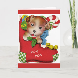 Carte Premier chiot de Noël