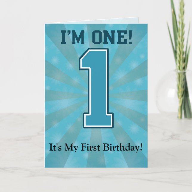 Carte Premier garçon d'anniversaire, je suis un, grand b (Devant)