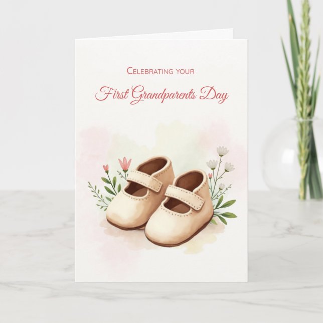 Carte Premier grand-parents Jour Fille Aquarelle Chaussu (Devant)
