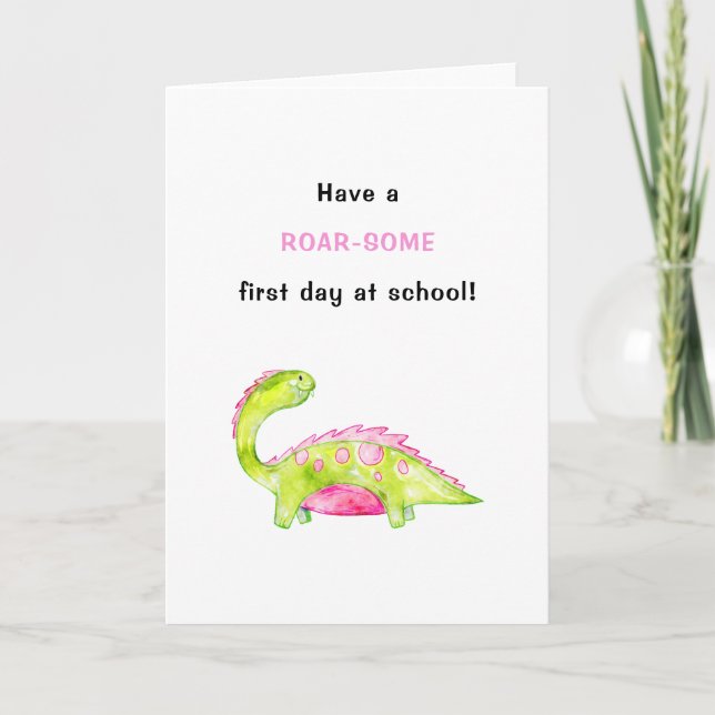 Carte Premier jour à l'école Retour à l'école drôle dino (Devant)