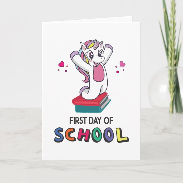 Carte Premier jour de l'école Unicorn (Devant)