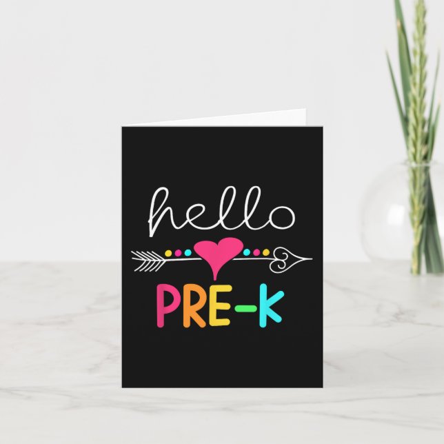 Carte Premier Jour De Pré K Bonjour Retour À L'École Ens (Devant)