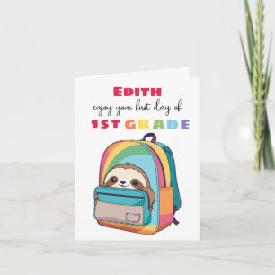 Carte premier jour nouvelle année Fille Fils mignon pare