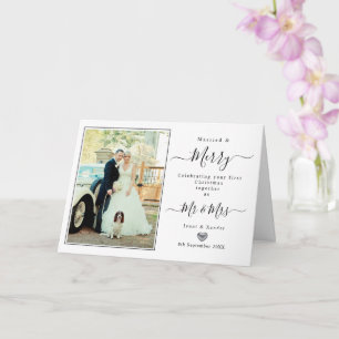 Carte Premier Marié M. & Mme Silver Heart Christmas Card