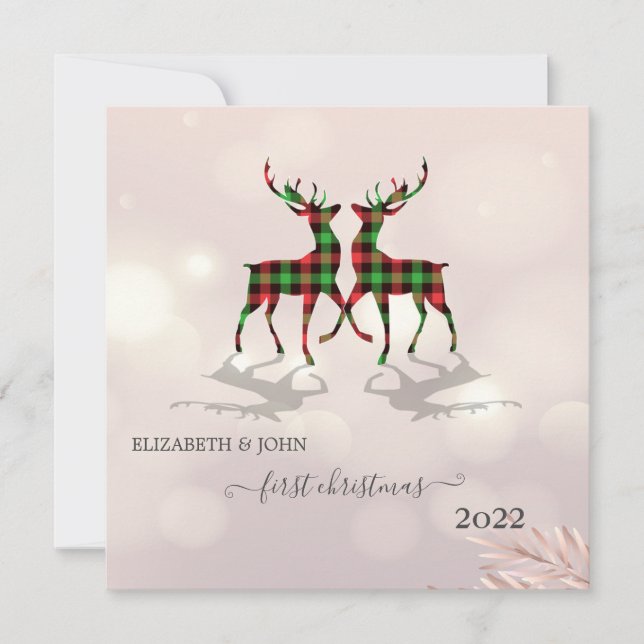 Carte Premier Noël, Boeuf Mocal Deers Plaid (Devant)