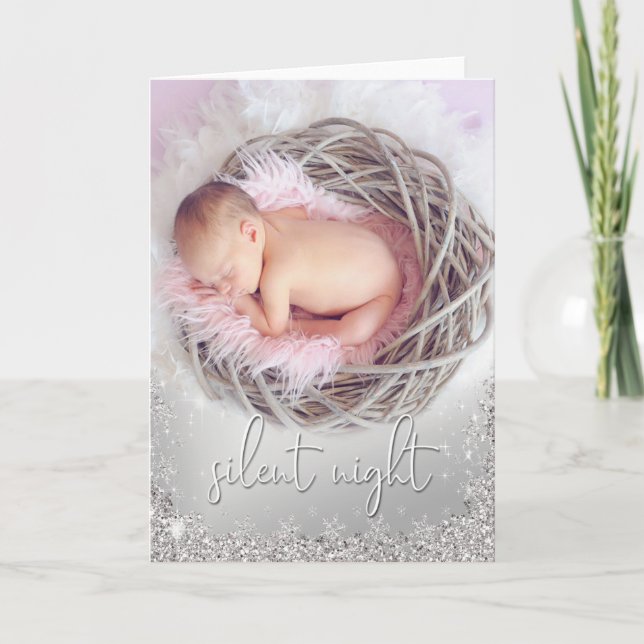 Carte Premier Noël de bébé - Soirée silencieuse - PHOTO  (Devant)