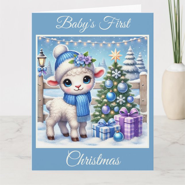 Carte Premier Noël de l'agneau de bébé (Devant)