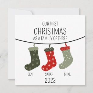 Carte Premier Noël en famille de trois