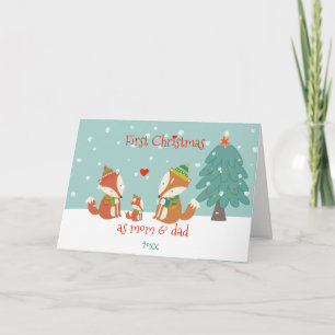 Carte Premier Noël en tant que Maman & Papa - Bois migno