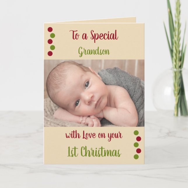 Carte Premier petit Noël trop mignon rouge (Devant)