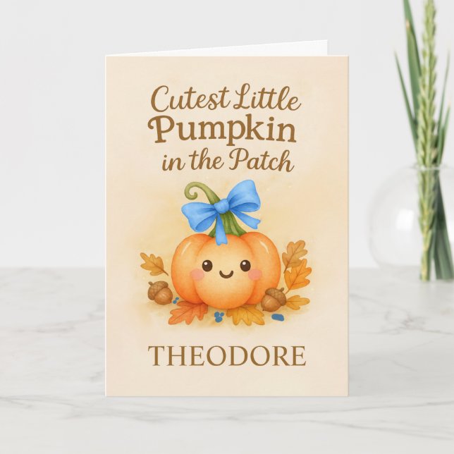 Carte Premier Thanksgiving pour Baby Boy avec Citrouille (Devant)
