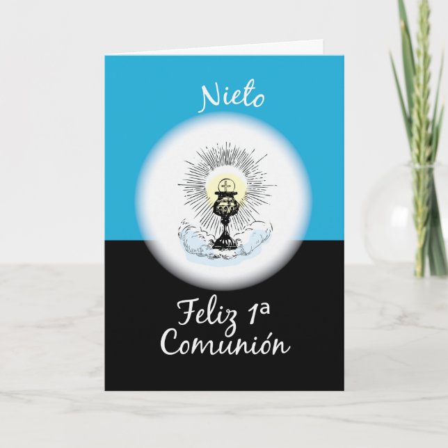 Carte Première communion de petit-fils, espagnol, Coupe  (Devant)