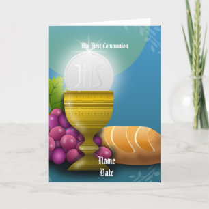 Carte Première communion Dons Eucharistie Personnalisée