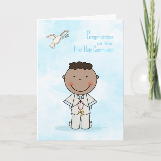 Carte Première communion, Garçon à peau foncée, Félicita (Devant)