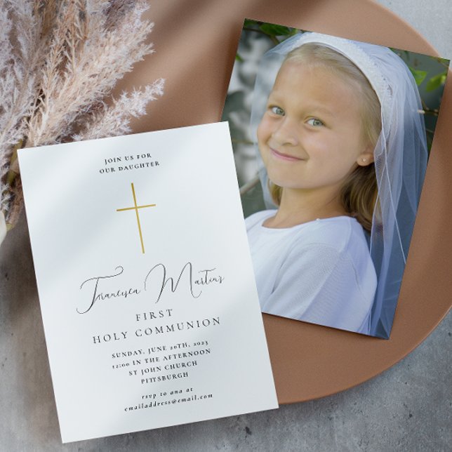 Carte Première communion sainte simple avec photo croisé (Créateur téléchargé)