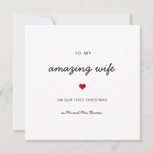 Carte Première femme de Noël coeur romantique m & mrs no