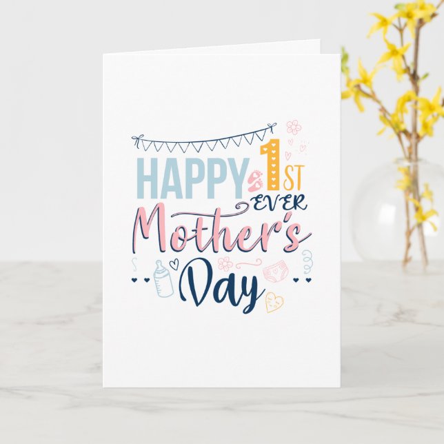 Carte Première fête des mères 1ère fois maman Bohème (Fleur jaune)