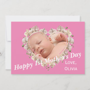 Carte Première Fête des mères Bébé Photo SVG Coeur Flora