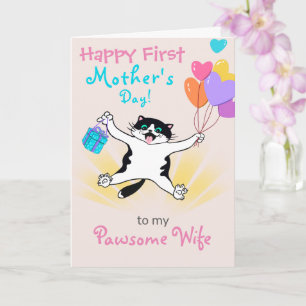 Carte Première Fête des Mères Chatons Mignons Ballons Co