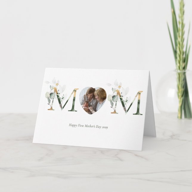 Carte Première Fête des mères Lettres botaniques Photo (Devant)