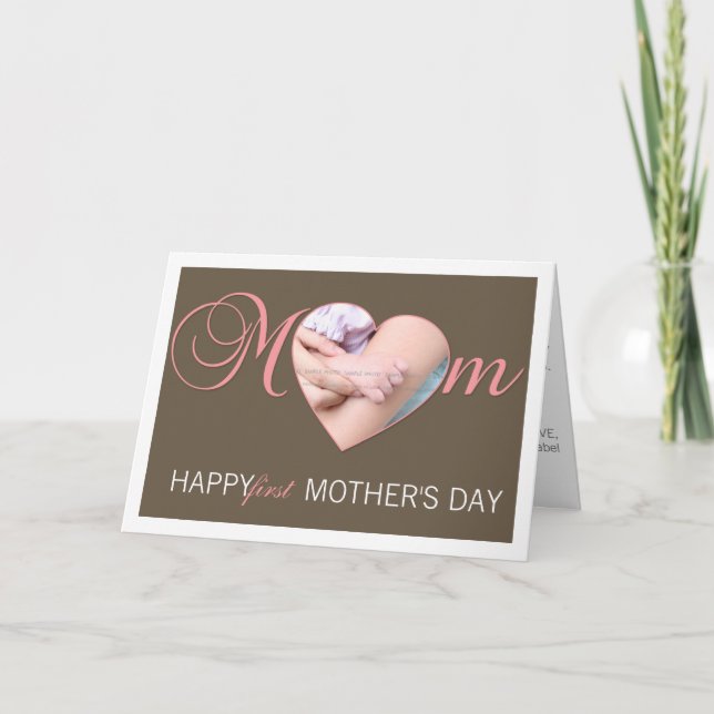 Carte Première fête des mères Photo Coeur Nouvelle maman (Devant)