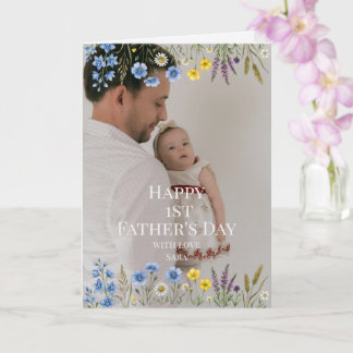 Carte Première Fête des Pères Élégante Fleur Sauvage Pho