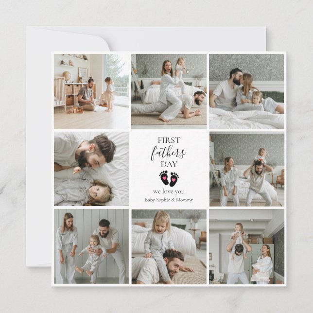 Carte Première Fête des pères - Empreintes bébé et Coeur (Devant)