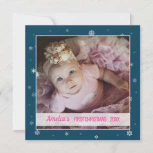 Carte Première fille de Noël bleu flacons de neige photo