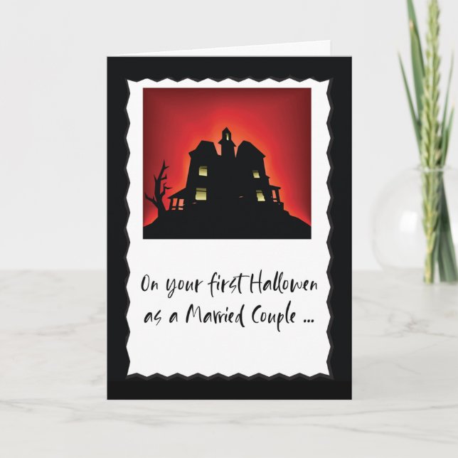 Carte Première Halloween en couple marié humoristique (Devant)