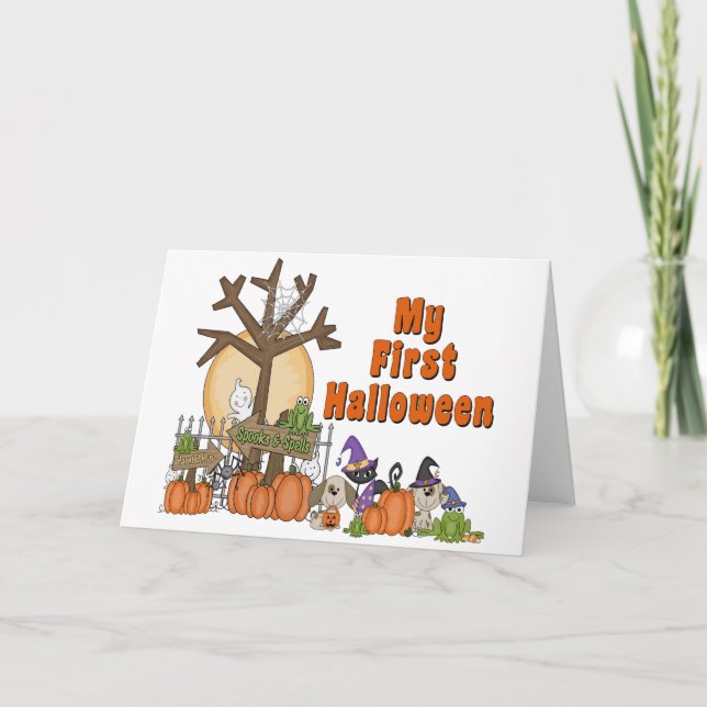 Carte Première Halloween mignonne et Éffrayante (Devant)