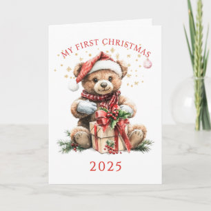 Carte Première Noël de bébé Ourson 