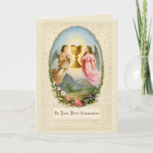 Carte Première Sainte Communion Catholique Traditionnell